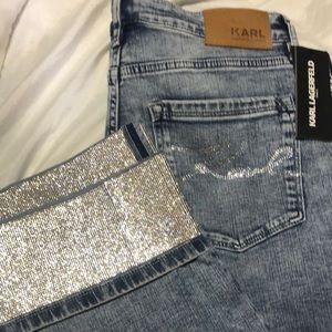Karl Lagerfeld crop bling jeans size 10